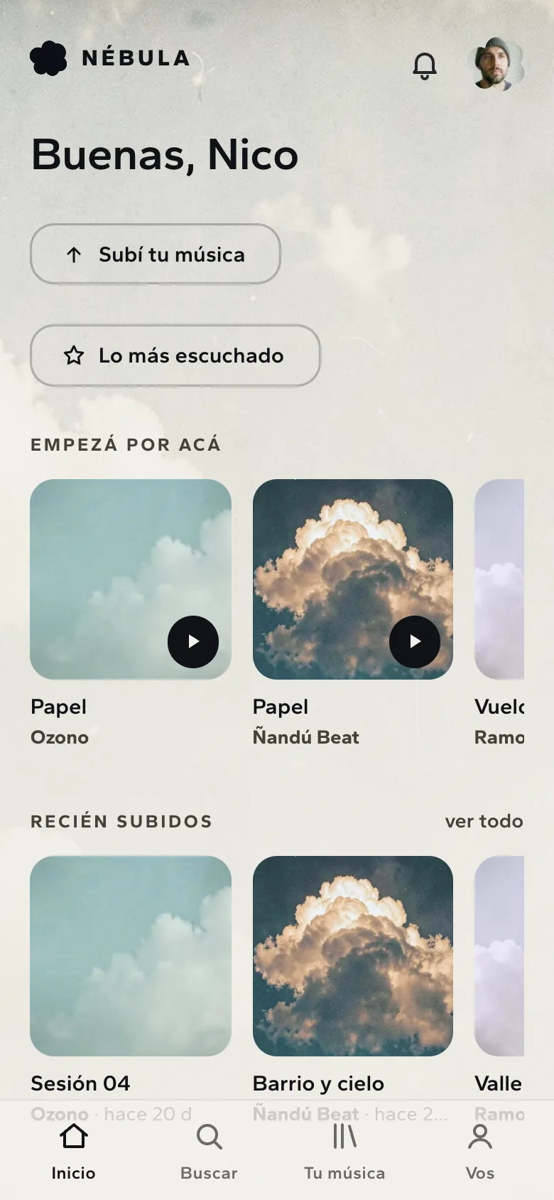Inicio de Nébula con discos para empezar
